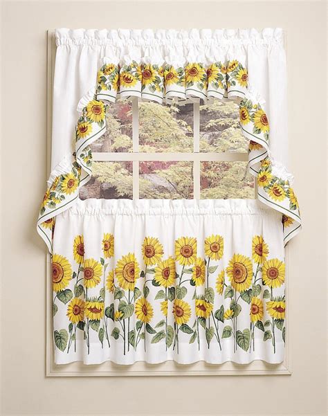 95200CM Sunflowers Printed Sheer Window Panel Curtain For Kitchen Living Room Voile Screening Semi-shading Curtain. . Sunflower curtains